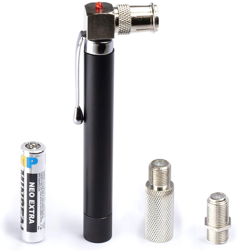 Coaxial (Coax) Pocket Continuity Tester (Tracer) with Voltage Toner (Sound) and Barrel Connector Bundle, For testing, labeling, and identifying coaxial lines - Long - POCKET TONER