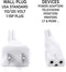 Polarized 2 Prong Power Cord with Copper Wire Core - (Square/Round) for Satellite, CATV, Game Systems, and More -  NEMA 1-15P to C7 C8 / IEC320 - UL Listed - White, 25 Feet (7.5 Meter) Power Cable