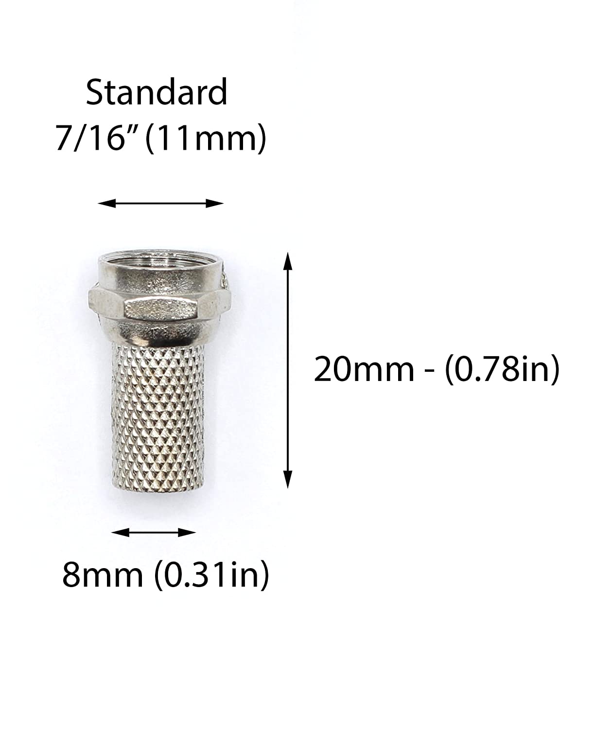 Coaxial Cable Screw on Connector (Twist on Connector / Fitting) for RG59 Coaxial Cable. Easy Installation, No Tools Required. Pack of 10