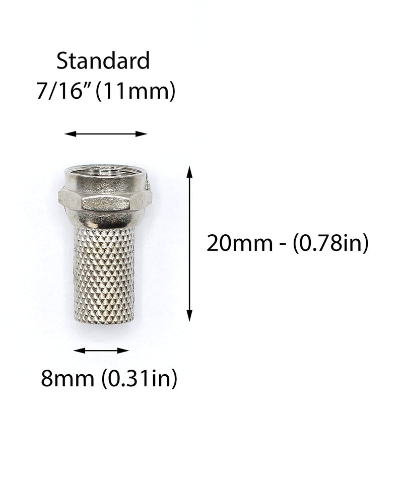 Coaxial Cable Screw on Connector (Twist on Connector / Fitting) for RG59 Coaxial Cable. Easy Installation, No Tools Required. Pack of 100
