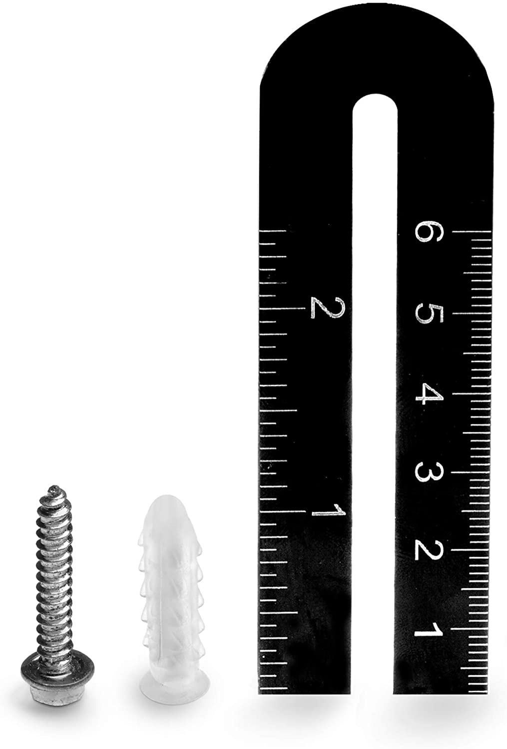 Ribbed Plastic Conical Anchors and Screws - For Concrete, Stucco, Brick, Drywall, and Similar - Kit of 100 Screws, and 100 Anchors