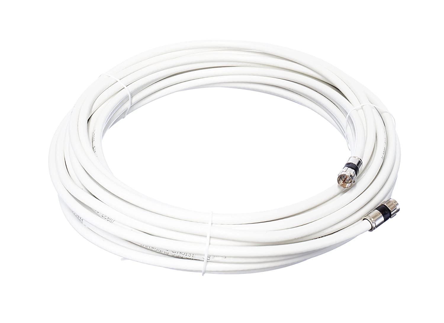 75' Feet, White RG6 Coaxial Cable (Coax Cable) with Weather Proof Connectors, F81 / RF, Digital Coax - AV, Cable TV, Antenna, and Satellite, CL2 Rated, 75 Foot