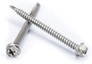 #8 Size, 2" Length (51mm) - Self Tapping Screw -- Self Drilling Screw - 410 Stainless Steel Screws = Exceptional Wear and Very Corrosion Resistant) - Hex and Phillips Head - 100pcs