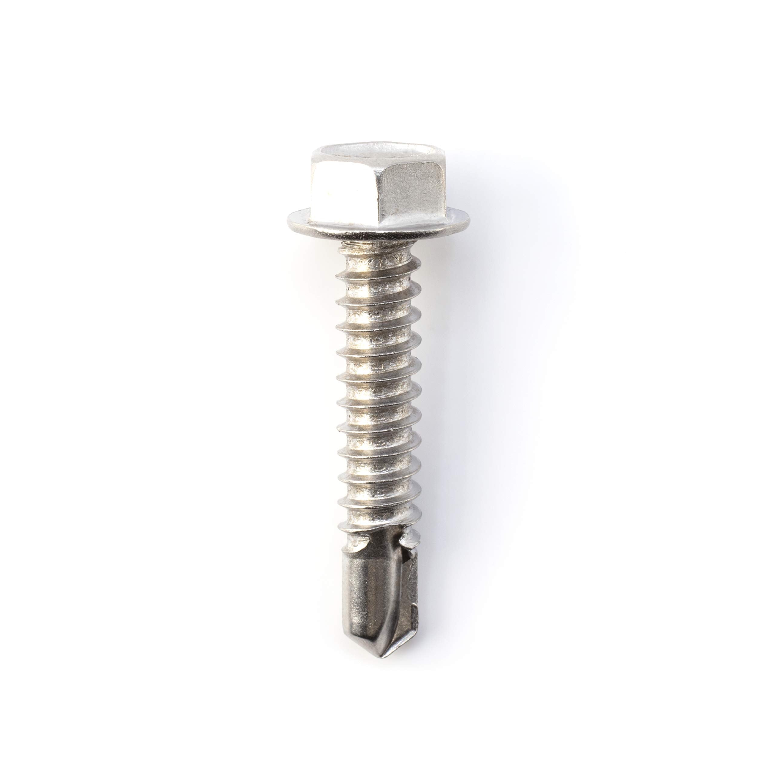 #10 Size, 1 1/4" Length (32mm) - Self Tapping Screw - Self Drilling Screw - 410 Stainless Steel Screws = Exceptional Wear and Very Corrosion Resistant) - Hex Washer Head - 100pcs