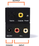 Analog to Digital Audio Converter Kit - Analog Stereo to Digital Optical Converter Adapter with Toslink and RCA Cables
