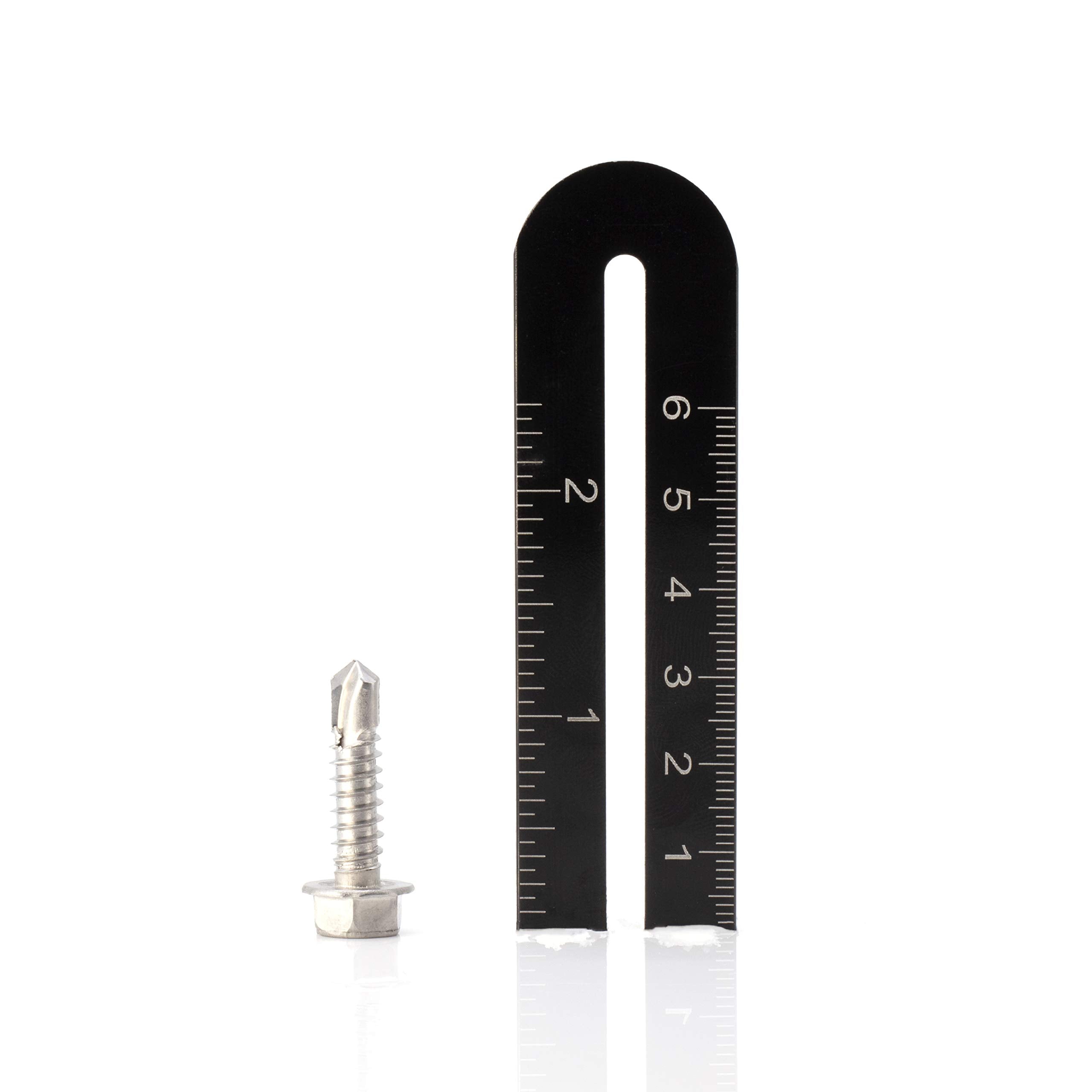 #14 Size, 1" Length (25mm) - Self Tapping Screw - Self Drilling Screw - 410 Stainless Steel Screws = Exceptional Wear and Very Corrosion Resistant) - Hex Washer Head - 100pcs