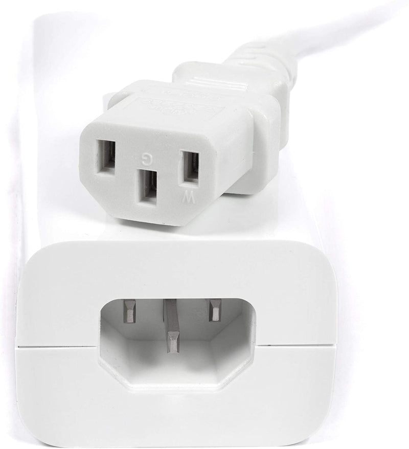 AC Power Cord (3 Prong) - 12 Feet (3.6 Meter), White - Premium Quality Copper Wire Core - Computer, Medical, Server & Desktop - NEMA 5-15 to C13 / IEC 320 - UL Listed Power Cable