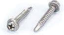 #8 Size, 1" Length (25mm) - Self Tapping Screw -- Self Drilling Screw - 410 Stainless Steel Screws = Exceptional Wear and Very Corrosion Resistant) - Hex and Phillips Head - 100pcs