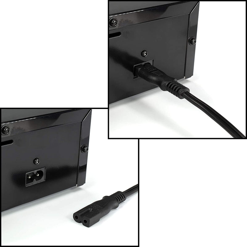 Polarized 2 Prong Power Cord with Copper Wire Core - (Square/Round) for Satellite, CATV, Game Systems, and More -  NEMA 1-15P to C7 C8 / IEC320 - UL Listed - Black, 6 Feet (1.8 Meter) Power Cable