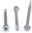 #12 Size, 2" Length (51mm) - Self Tapping Screw -- Self Drilling Screw - 410 Stainless Steel Screws = Exceptional Wear and Very Corrosion Resistant) - Hex and Phillips Head - 100pcs