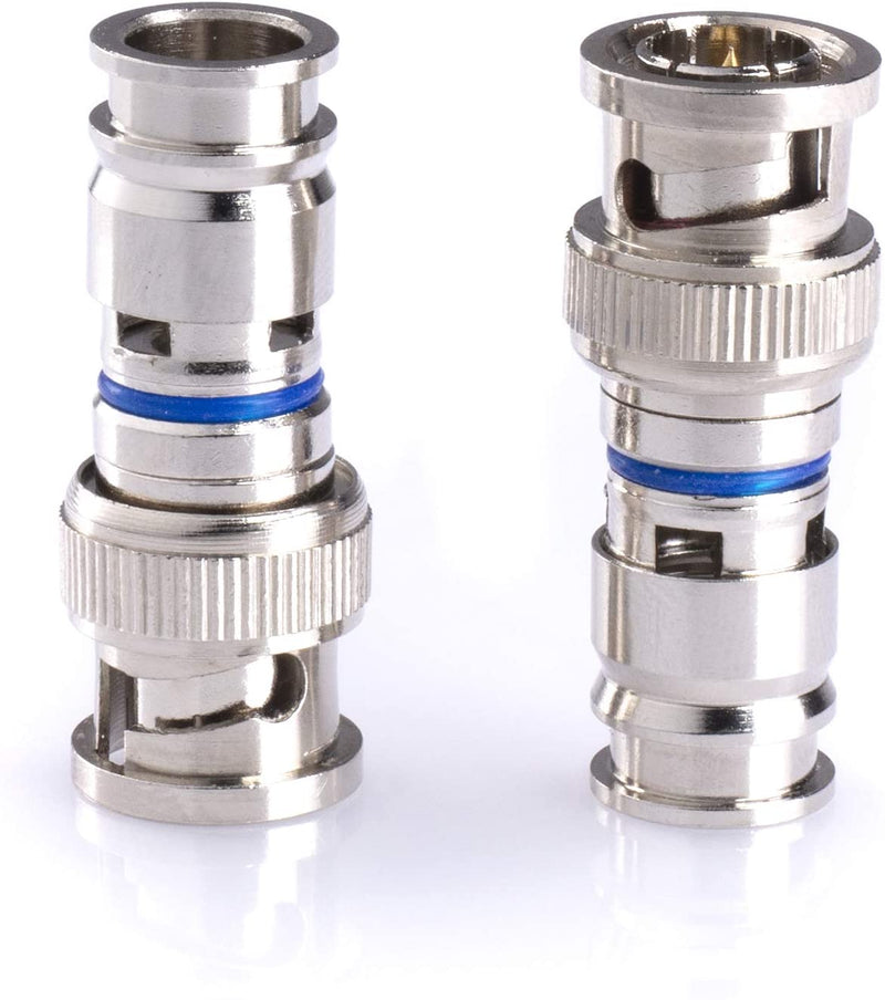 BNC Compression Connector for RG59 Coaxial Cable - Solid Construction with High Grade Metals - Male BNC Connectors for CCTV, SDI, HD-SDI, Siamese, Security Camera - Pack of 100