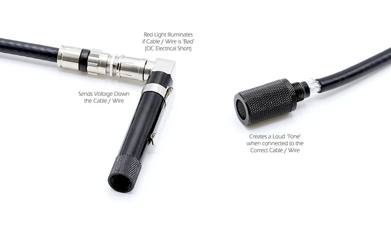 Coaxial (Coax) Pocket Continuity Tester (Tracer) with Voltage Toner (Sound) and Barrel Connector Bundle, For testing, labeling, and identifying coaxial lines - POCKET TONER