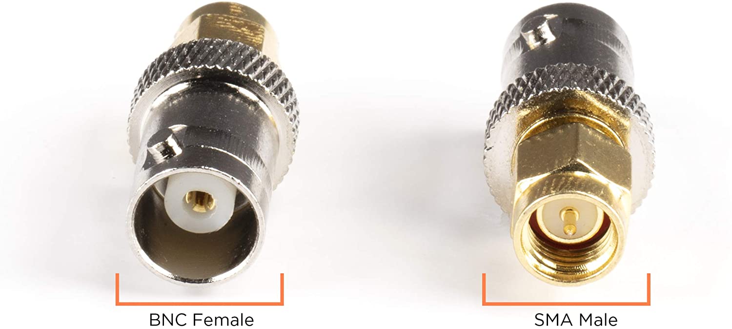 Gold SMA Male to BNC Female Adapter - 4 Pack Coupler - Male to Female Coaxial (RF) Connector, Compatible with RF, SDI, HD-SDI, CCTGV, Camera