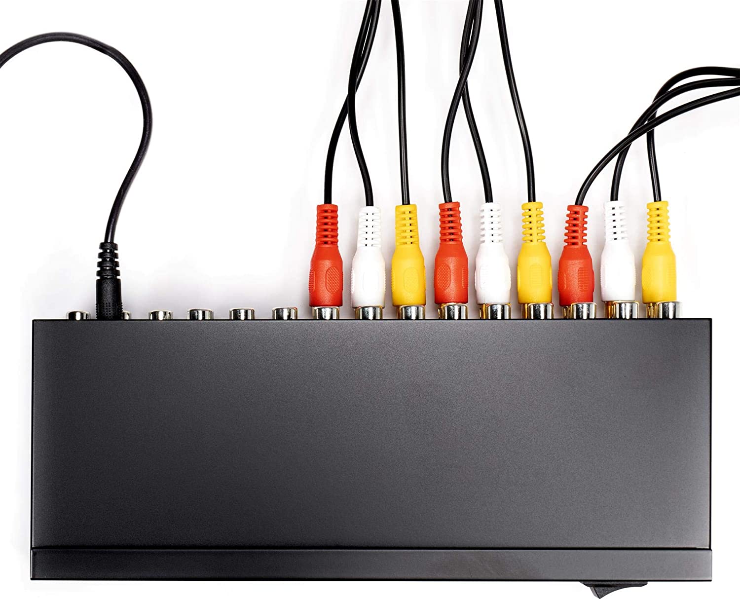 RCA Audio Video Splitter with Composite Cable - 8 Way AV Switch Box for TV, DVR, DVD, VCR, Gaming, Speakers, and More - 1 Input and 8 Output