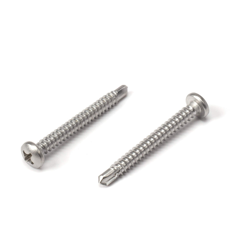#8 Size, 1 1/2" Length (38mm) - Self Tapping Screw - Self Drilling Screw - 410 Stainless Steel Screws = Exceptional Wear and Very Corrosion Resistant) - Phillips Pan Head - 100pcs