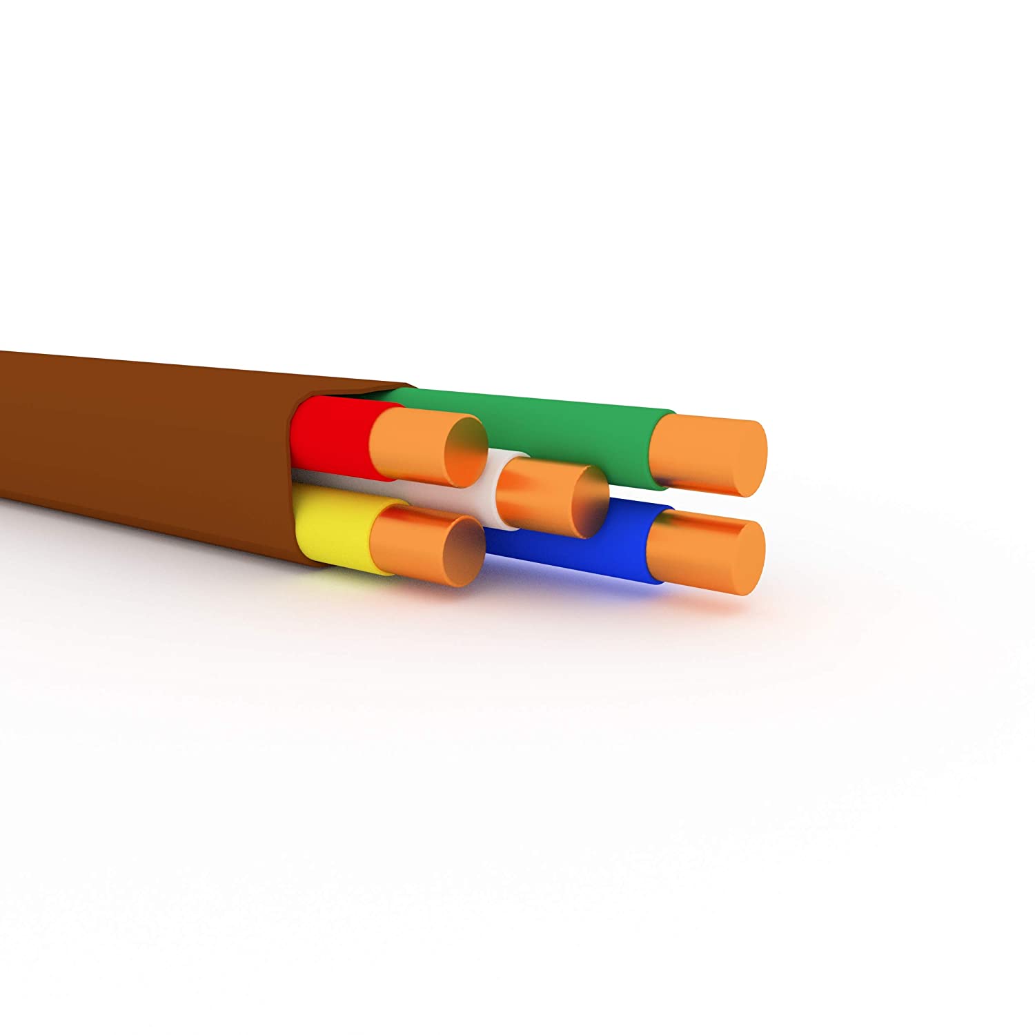 Thermostat Wire 18/5 - Brown - Solid Copper 18 Gauge, 5 Conductor - CL2 (UL Listed) CMR Riser Rated (CL3) - Residential, Commercial and Industrial Rated - 18-5, 25 Feet