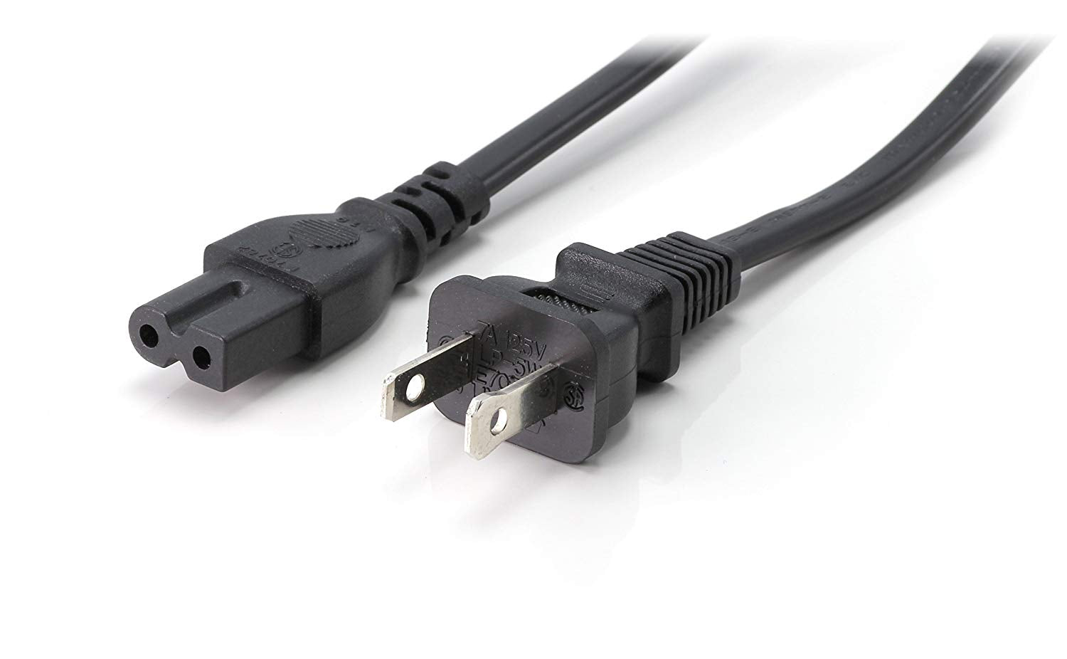 2 Prong AC Power Cord Cable |Polarized 6 Foot – Black| Satellite CATV PS3 + Xbox