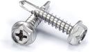#10 Size, 1" Length (25mm) - Self Tapping Screw -- Self Drilling Screw - 410 Stainless Steel Screws = Exceptional Wear and Very Corrosion Resistant) - Hex and Phillips Head - 100pcs