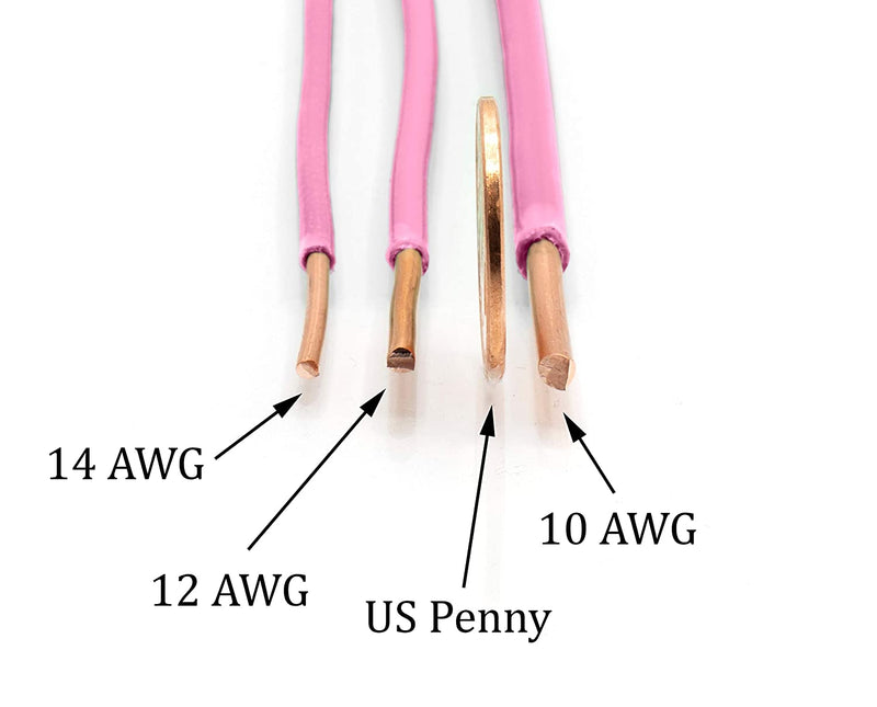 10 Feet (3 Meter) - Insulated Solid Copper THHN / THWN Wire - 12 AWG, Wire is Made in the USA, Residential, Commerical, Industrial, Grounding, Electrical rated for 600 Volts - In Pink