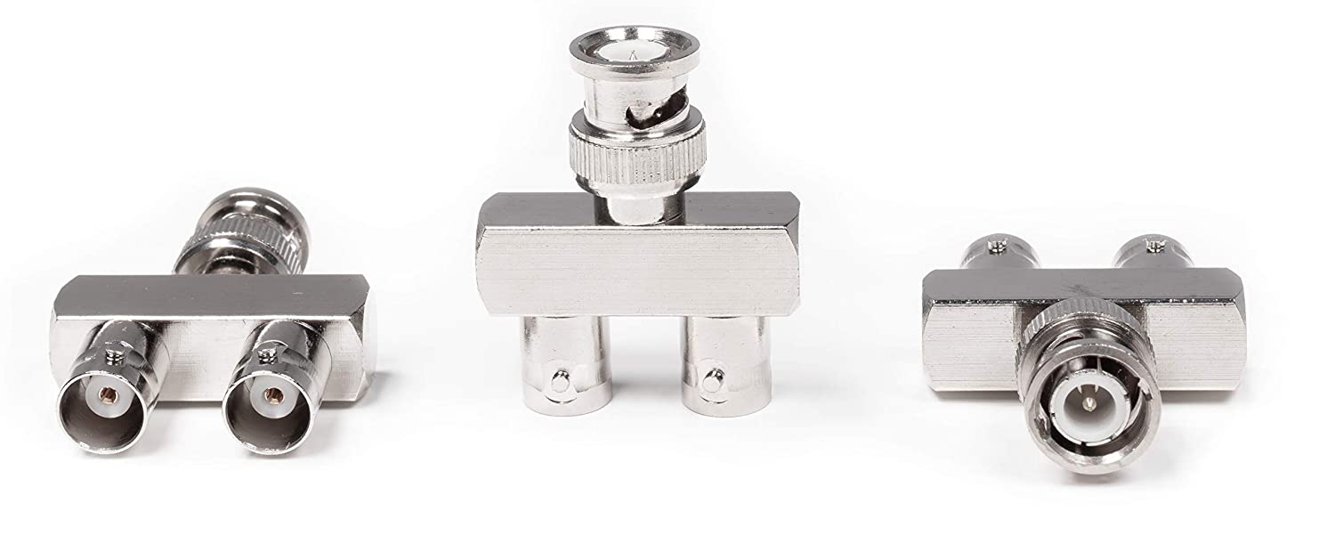 BNC Y Splitter - 2 Output BNC, SDI, HD-SDI, CCTV Splitter - 1 Male Port to 2 Female Ports, Coaxial Cable Extension - 4 Pack