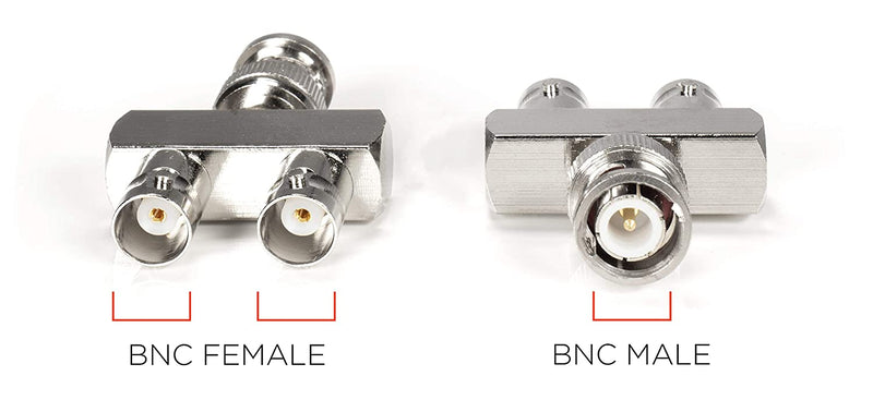 BNC Y Splitter - 2 Output BNC, SDI, HD-SDI, CCTV Splitter - 1 Male Port to 2 Female Ports, Coaxial Cable Extension - 4 Pack