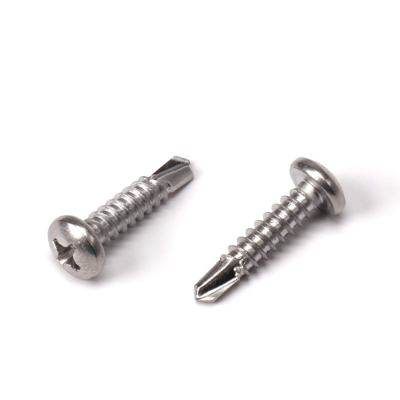 #8 Size, 3/4" Length (19mm) - Self Tapping Screw - Self Drilling Screw - 410 Stainless Steel Screws = Exceptional Wear and Very Corrosion Resistant) - Phillips Pan Head - 100pcs