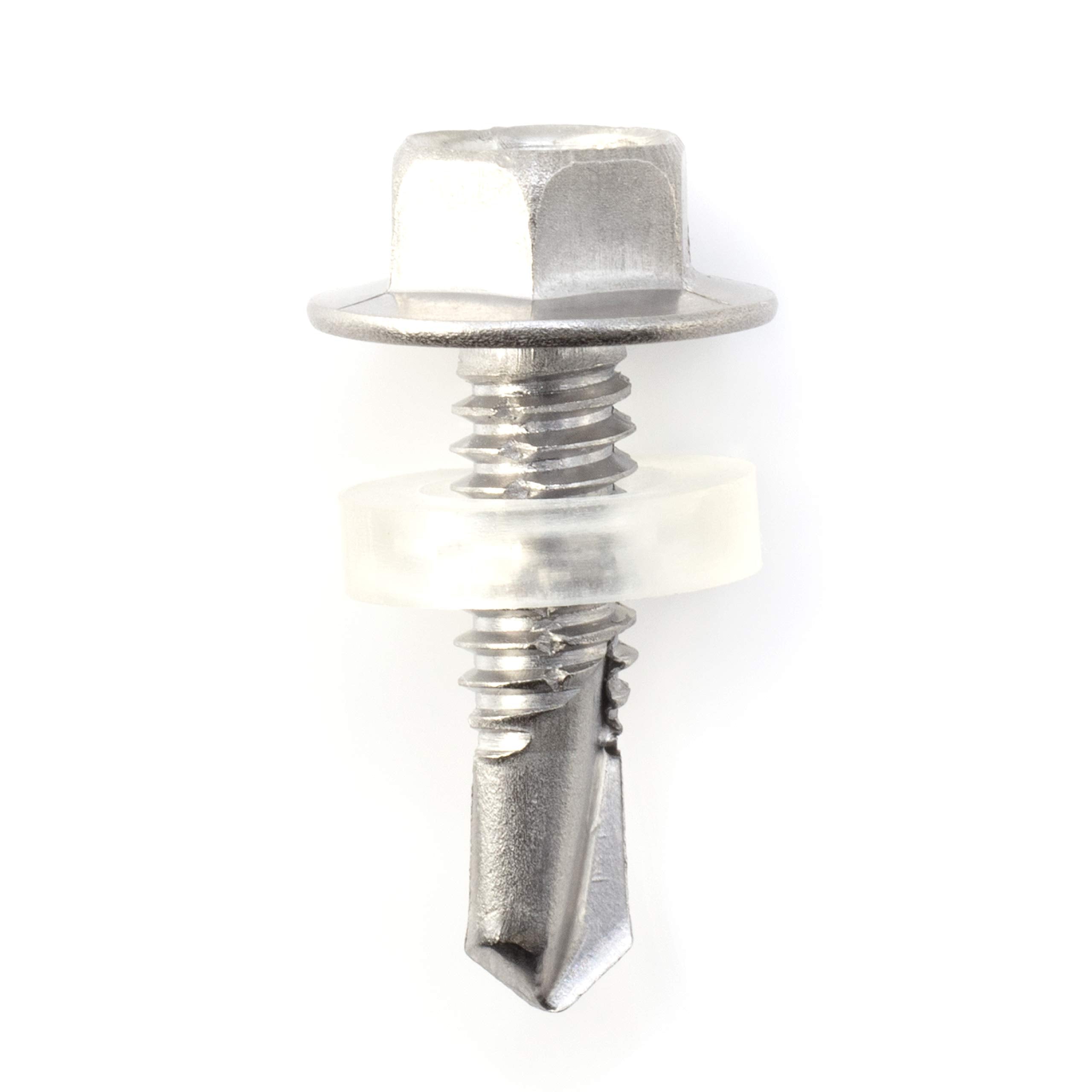 #12 Size, 3/4" Length (19mm) - Self Tapping Screw - Self Drilling Screw - 410 Stainless Steel Screws = Exceptional Wear and Very Corrosion Resistant) - Hex Washer Head - 100pcs