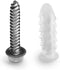 Ribbed Plastic Conical Anchors and Screws - For Concrete, Stucco, Brick, Drywall, and Similar - Kit of 100 Screws, and 100 Anchors