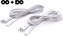 2 Slot Power Cord Two Pack - Includes Both Types: Polarized (Squared End) and Non-Polarized (Figure 8 End) - NEMA 1-15P to C7 C8 UL Listed - 18 AWG, 10 Amps, 125 Volts - 10 Feet (3 Meter), White