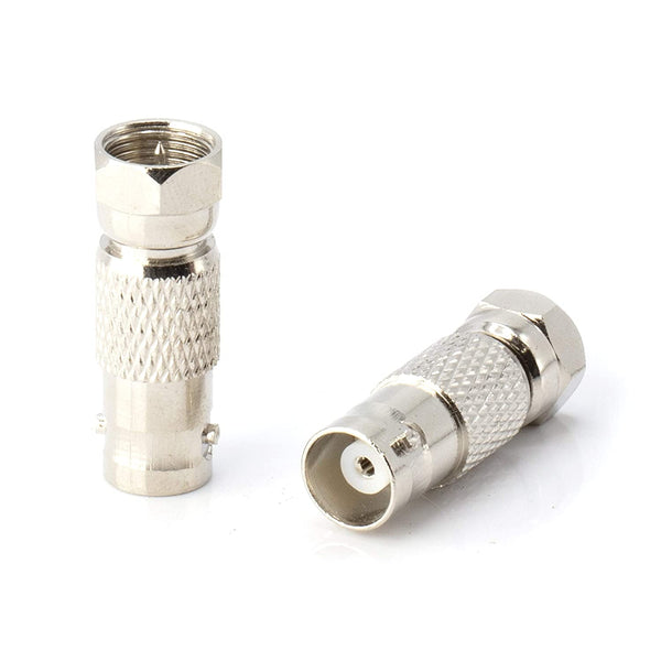 RF (F81) and BNC Coaxial Adapter - BNC Female to Male F81 (F-Pin) Connector, Adapter, Coupler, and Converter - For RG11, RG6, RG59, RG58, SDI, HD SDI, CCTV - 100 Pack