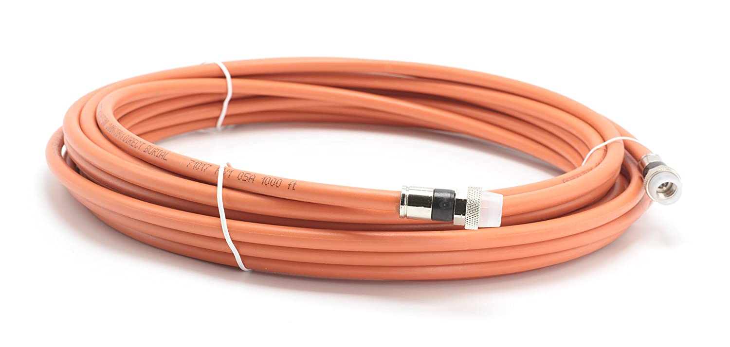 25 Feet (7.5 Meter) - Direct Burial Coaxial Cable 75 Ohm RF RG6 Coax Cable, with Rubber Boots - Outdoor Connectors - Orange - Solid Copper Core - Designed Waterproof and can Be Buried