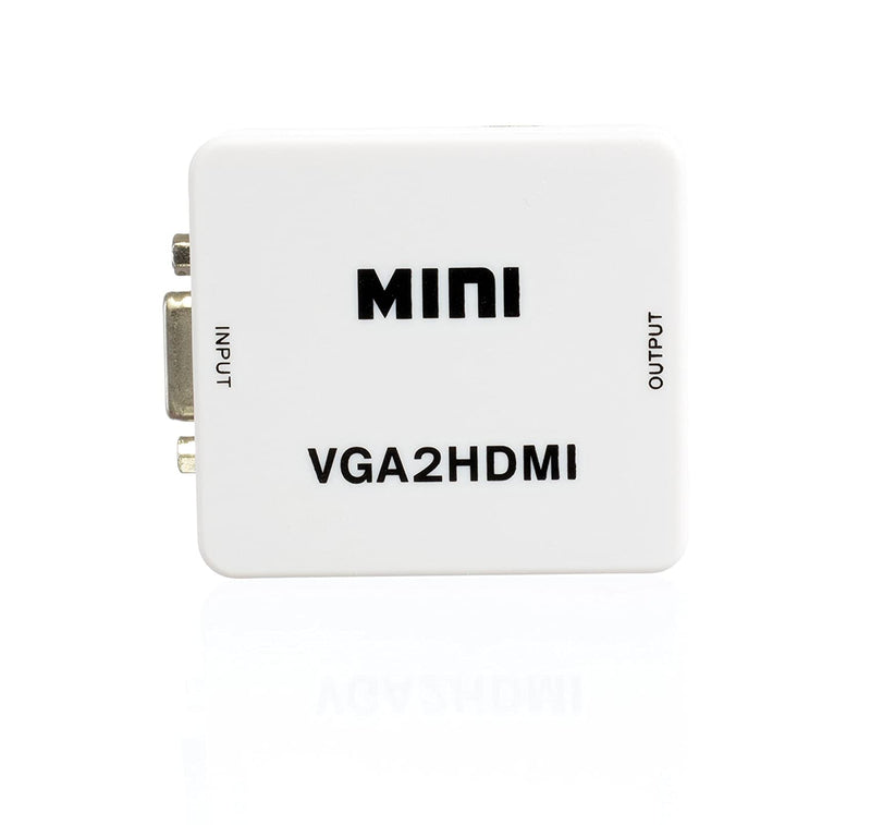 VGA to HDMI Converter Adapter - Convert VGA to HDMI with Audio Video Converter Adapter Box with HDMI Cable for HDTV/ PC/ Laptop - (White)