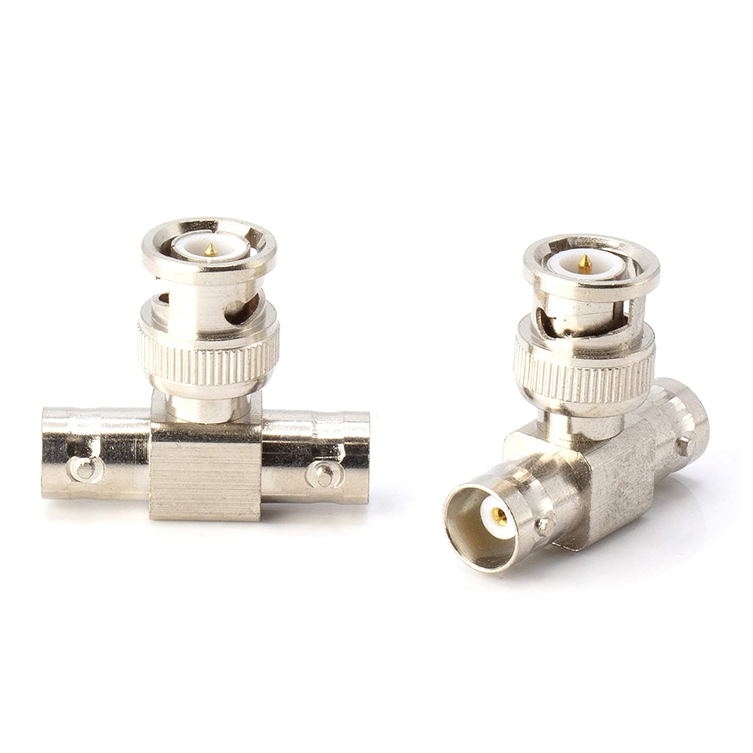 BNC T Adapter - T-Shaped Coax Splitter - 1 Male Port to 2 Female Ports, Coaxial Cable Extension - 10 Pack