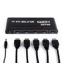 HD 1X4 HDMI Splitter Powered Kit - 4 Port Hub 1 in 4 Out - 4 HDMI Powered Splitter Box - 1080P, 2K, 3D, 4K, UHD, HDCP, YUV, HDR - Quad Monitor - Includes 4K and UHD - and HDMI Cable