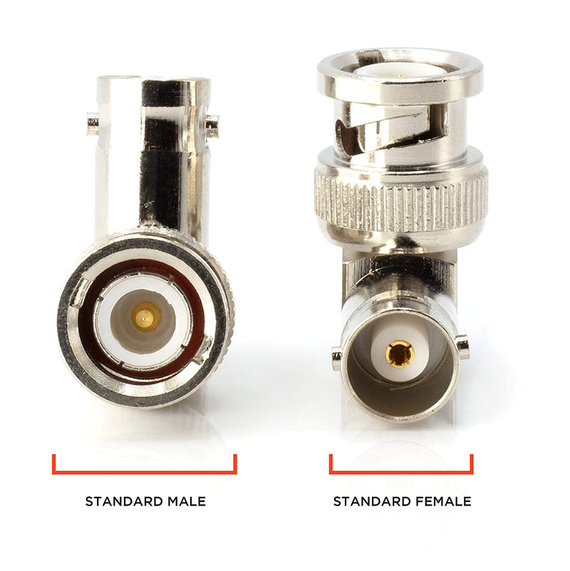 Right Angle BNC Connector - 4 Pack - BNC Elbow Male Female Adapter / 90 Degree Coaxial Connector / High Quality, well built, professional quality - HD SDI