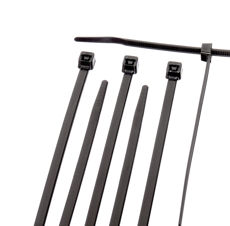 11 inch Black Nylon Zip Ties - Strong Zip Tie, Wire Ties - Indoor and Outdoor Rated - No Tools Needed , Zip Ties (Wire Ties, Cable Ties), 100 Pack - Black - 11"
