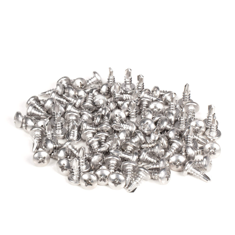 #10 Size, 1/2" Length (13mm) - Self Tapping Screw - Self Drilling Screw - 410 Stainless Steel Screws = Exceptional Wear and Very Corrosion Resistant) - Phillips Pan Head - 100pcs