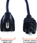 AC Power Cord (3 Prong) - Black, 15 Feet (4.5 Meter) - Premium Quality Copper Wire Core - Mouse Style for Laptops, Computers, & Power Supplies - NEMA 5-15P to C5 / IEC 320 - UL Listed