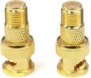 Gold RF (F81) and BNC Coaxial Adapter - 25 Pack - BNC Male to Female F81 (F-Pin) Connector, Adapter, Coupler, and Converter - For RG11, RG6, RG59, RG58, SDI, HD SDI, CCTV