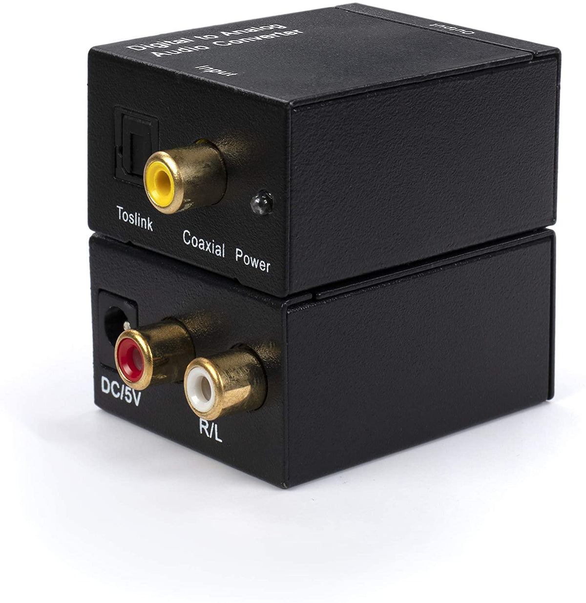 Digital Optical Audio Converter Kit - Digital Optical Coax to Analog RCA Audio Adapter with RCA and Toslink (Fiber) Cable
