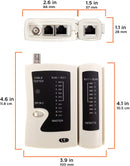 Universal Network Cable Tester Tool, BNC, RJ45, RJ11 (3-in-1) Multi-Tester White