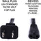 Figure 8 Power Cord (2 Prong) with Copper Wire Core - Non Polarized for Satellite, CATV, Game Systems, and More - NEMA 1-15P to C7 C8 / IEC 320 - UL Listed - Black, 15 Feet (4.5 Meter) Power Cable