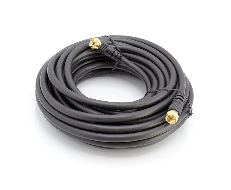 Coaxial Cable (Coax Cable) 6ft with Gold, Easy Grip Connectors- Black - 75 Ohm RG6 F-Type Coaxial TV Cable - 6 Feet Black
