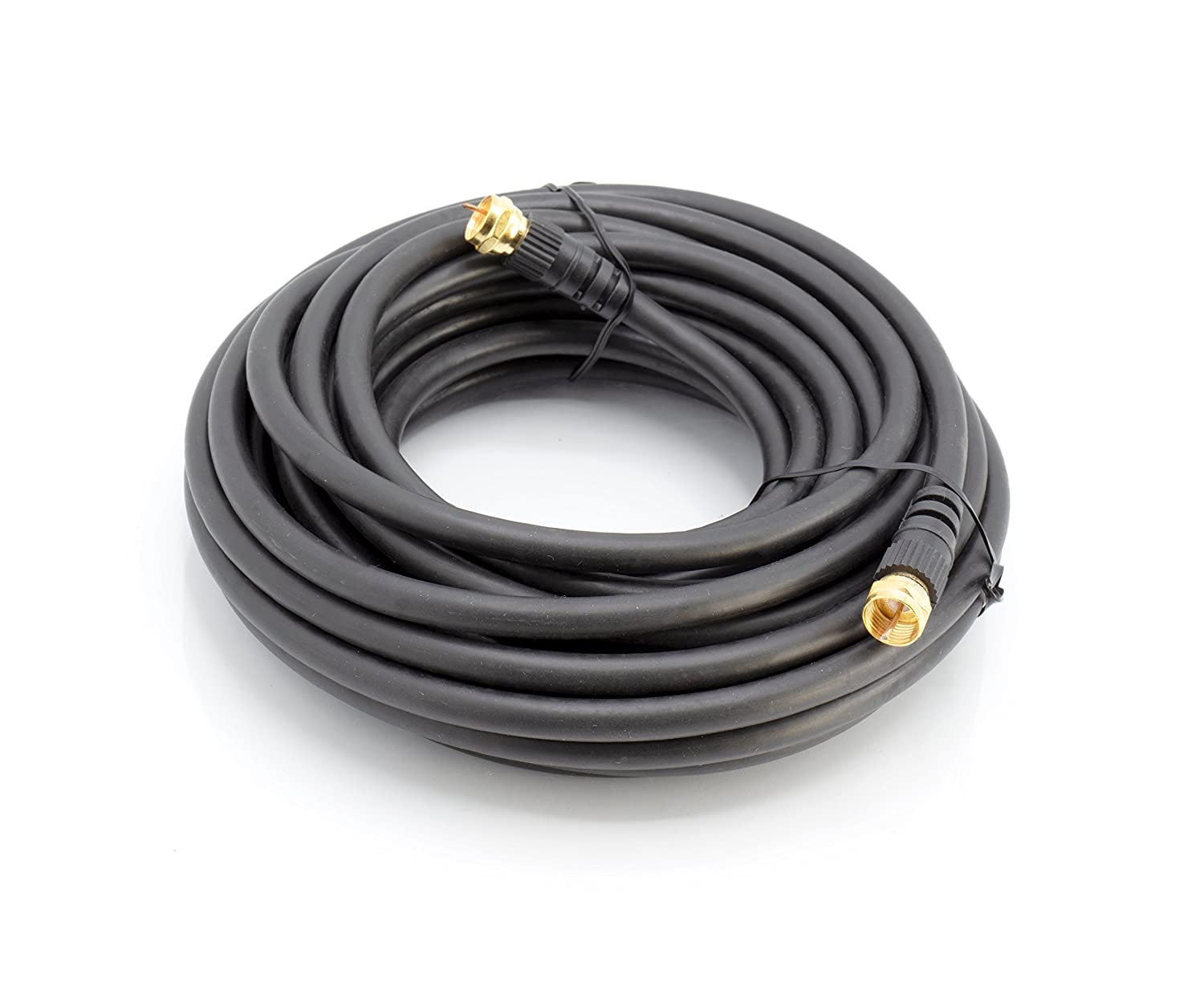 Coaxial Cable (Coax Cable) 3ft with Gold, Easy Grip Connectors- Black - 75 Ohm RG6 F-Type Coaxial TV Cable - 3 Feet Black