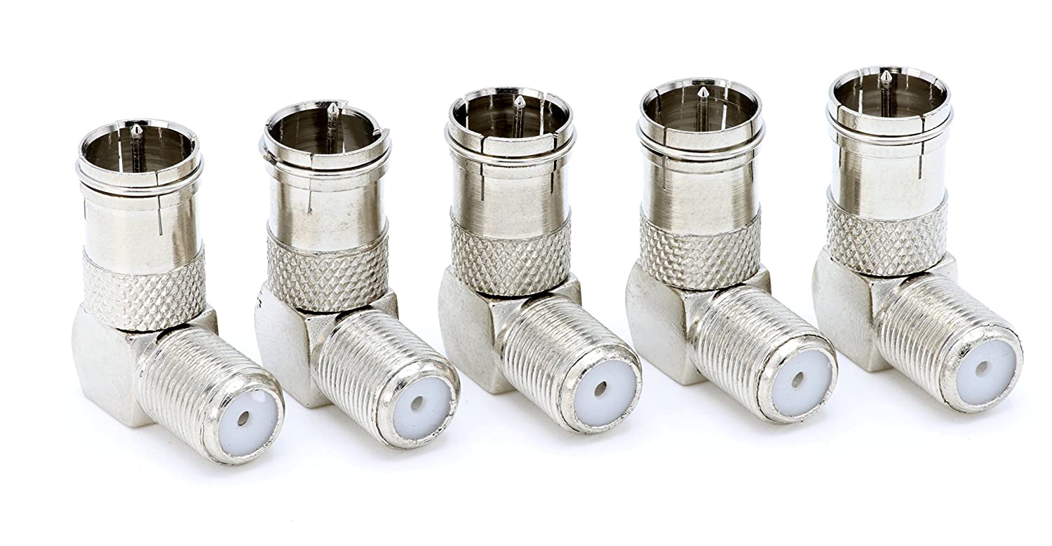 Push On and Right angle Coax Connector - Push On F Connector Male To Screw On Female Adapter - Pack of 50