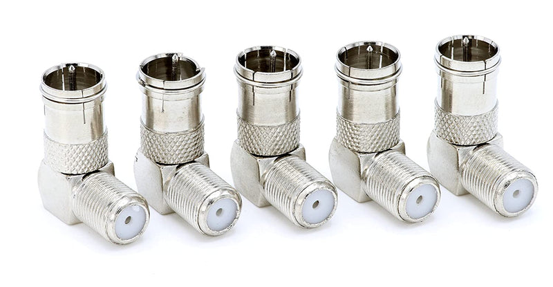 Push On and Right angle Coax Connector - Push On F Connector Male To Screw On Female Adapter - Pack of 25