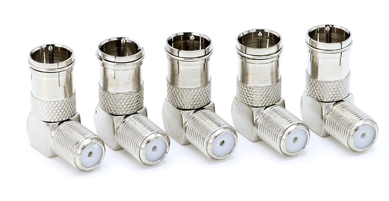 Push On and Right angle Coax Connector - Push On F Connector Male To Screw On Female Adapter - Pack of 4