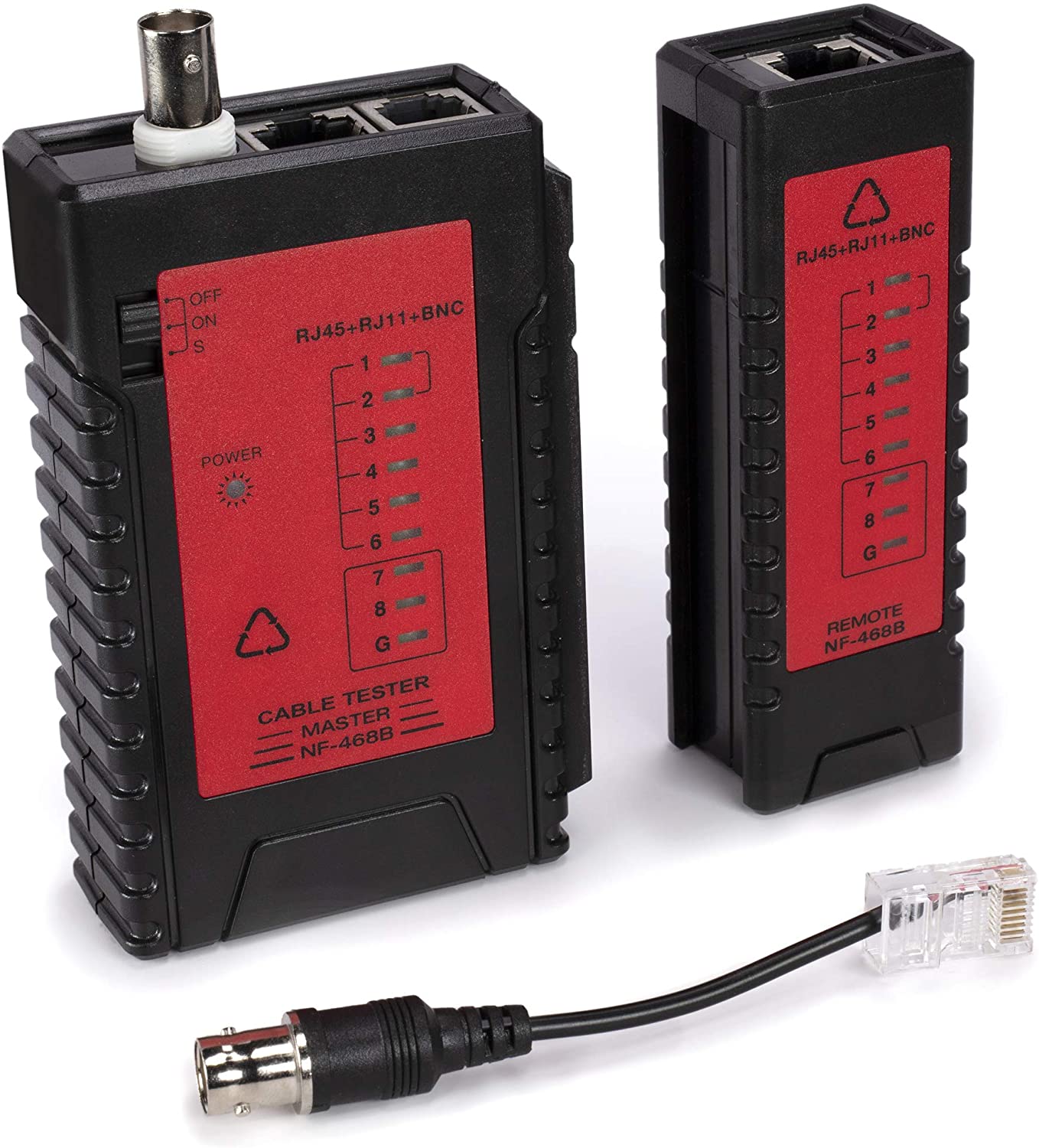 Universal Network Cable Tester Tool, BNC, RJ45, RJ11 (3-in-1) Multi-Tester Black