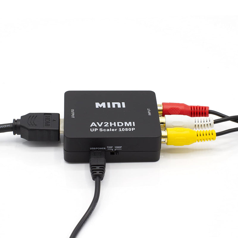 RCA to HDMI Converter (Analog to Digital Converter) - Converts FROM RCA/Composite/Red-White-Yellow - Does not work in reverse - UP CONVERTS - Black Kit