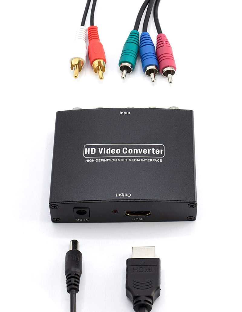 Component YPbPr to HDMI Converter Kit - RGB to HDMI Adapter with HDMI and Component Cable for 1080 HDTV (Black)